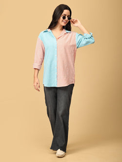 S Color Carnival Oversized Shirt - Women Oversized Tops