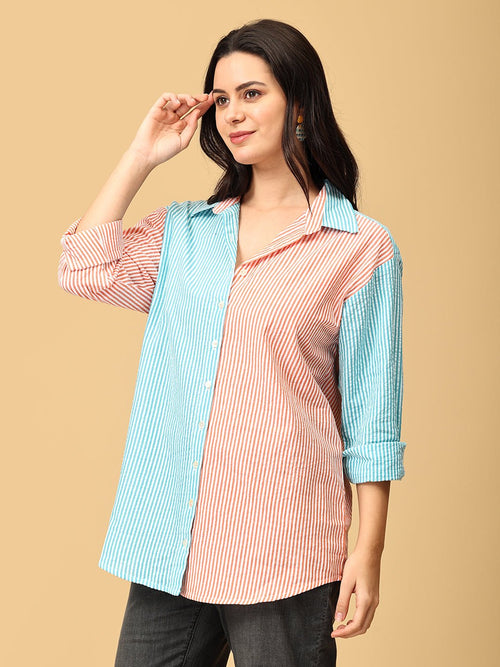 S Color Carnival Oversized Shirt - Women Oversized Tops