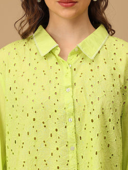 S Daisy Breeze Women's Oversized Schiffli Shirt - Women's Tops