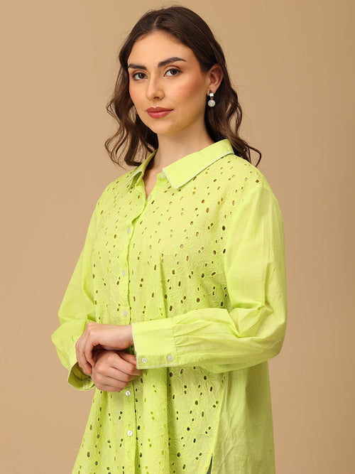 S Daisy Breeze Women's Oversized Schiffli Shirt - Women's Tops