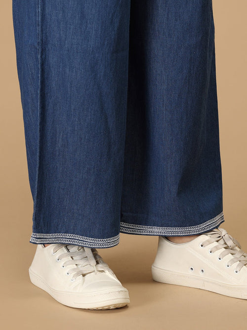 Blue Daylight Denim Women's Culotte Trousers - Women's Bottoms