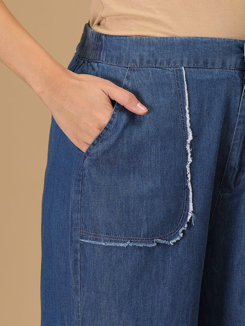 Blue Daylight Denim Women's Culotte Trousers - Women's Bottoms