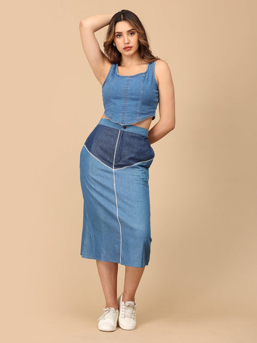 S Denim Chambray Women's Skirt - Women's Bottoms
