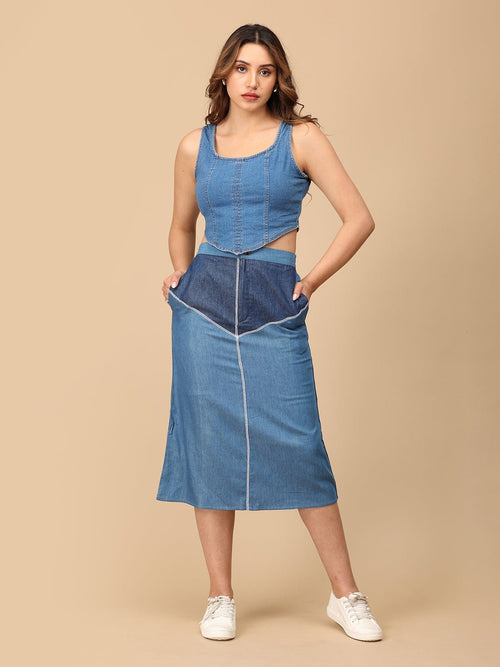 S Denim Chambray Women's Skirt - Women's Bottoms
