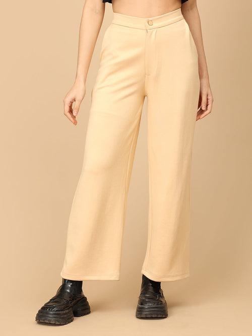 Beige Dunévra Women's Formal Trousers - Women's Bottoms
