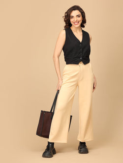 Beige Dunévra Women's Formal Trousers - Women's Bottoms