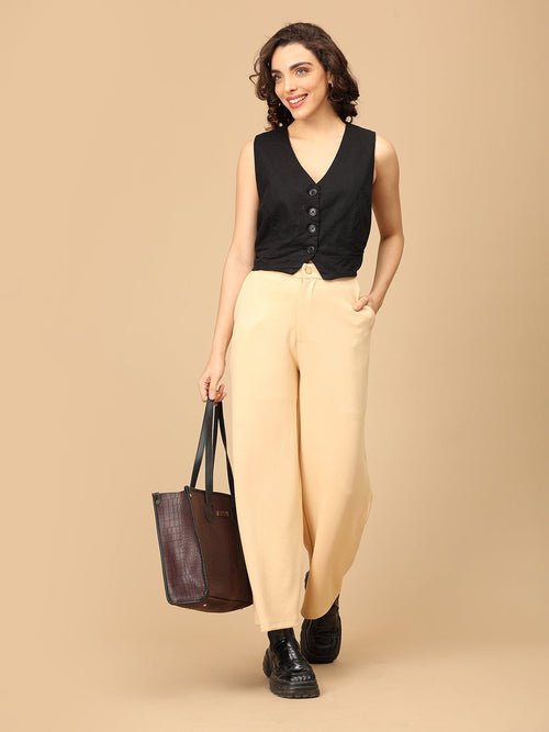 Beige Dunévra Women's Formal Trousers - Women's Bottoms