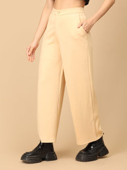 Beige Dunévra Women's Formal Trousers - Women's Bottoms