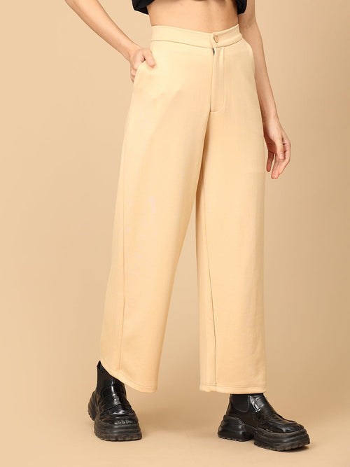 Beige Dunévra Women's Formal Trousers - Women's Bottoms