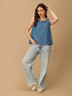 Blue Fadeaway Women's Sleeveless Top - Women's Tops