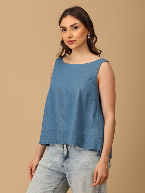 Blue Fadeaway Women's Sleeveless Top - Women's Tops