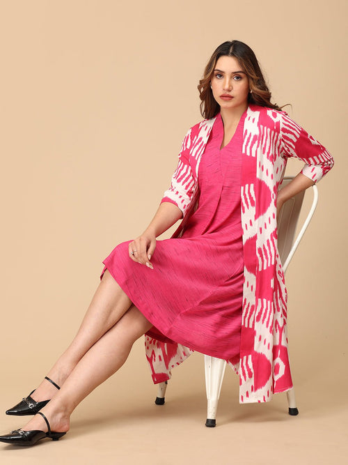 S Fired Up Fuschia Women's Shacket Dress - Women's Dress