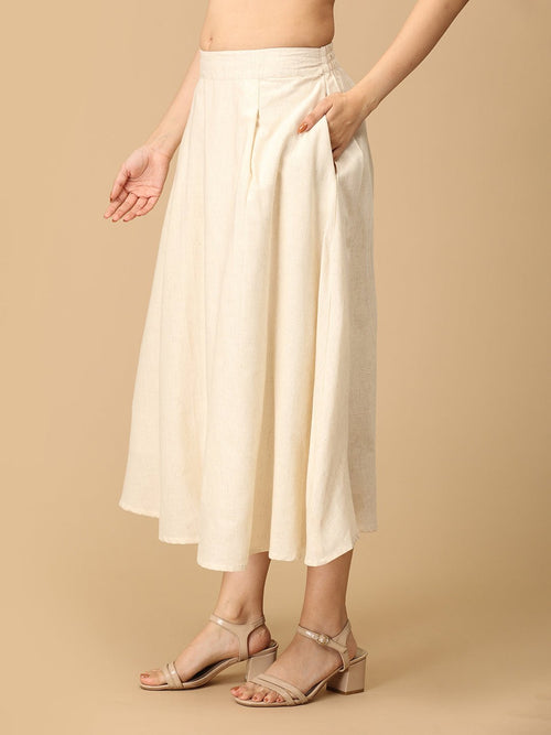 Coral and White Flare & Fizz Women's Skirt and Handloom Top Set - Women's Co-ord Set