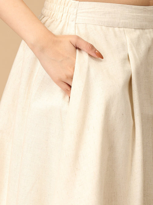 Coral and White Flare & Fizz Women's Skirt and Handloom Top Set - Women's Co-ord Set