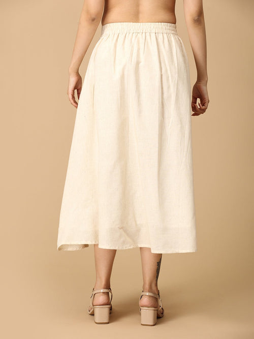 Coral and White Flare & Fizz Women's Skirt and Handloom Top Set - Women's Co-ord Set