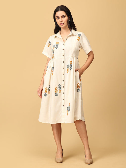 Off White Ivory Éclat Khadi Women's Dress - Women's Dress