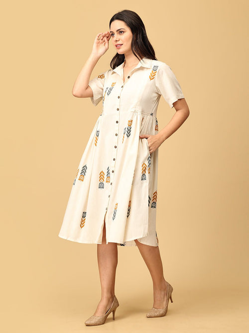 Off White Ivory Éclat Khadi Women's Dress - Women's Dress