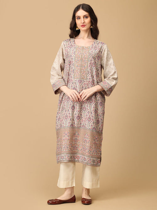 S Khalis Husn Women's Cashmilon Kurta Set with Shawl - Womens Ethnic Set