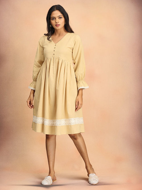 Beige Lace & Grace Women's Dress - Women's Dress