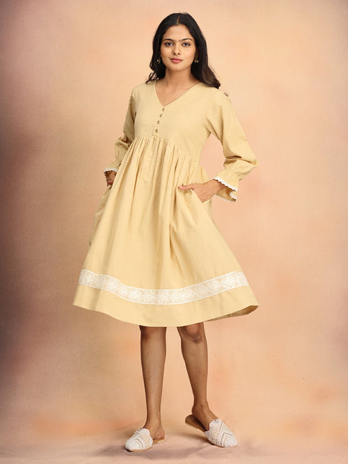 Beige Lace & Grace Women's Dress - Women's Dress