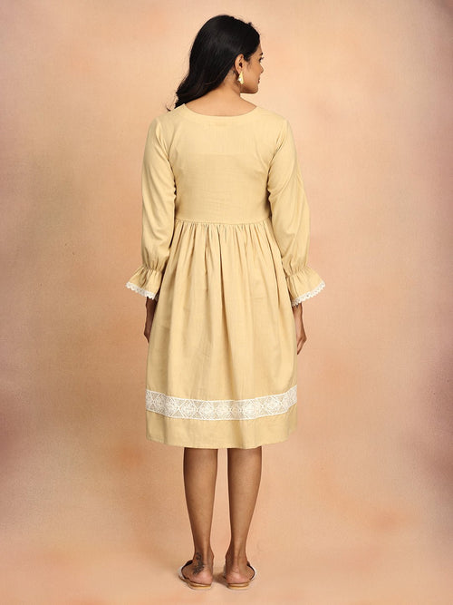 Beige Lace & Grace Women's Dress - Women's Dress