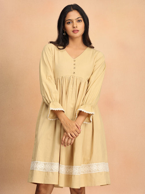 Beige Lace & Grace Women's Dress - Women's Dress