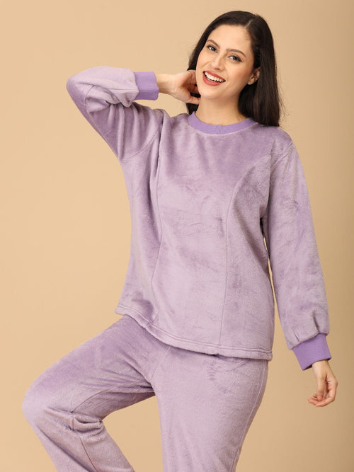 S Lilac Fluffies Women's Fleece Loungewear Set - Womens's Loungewear