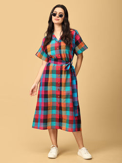 S Madras Medley Checkered Women's Dress - Women's Dress