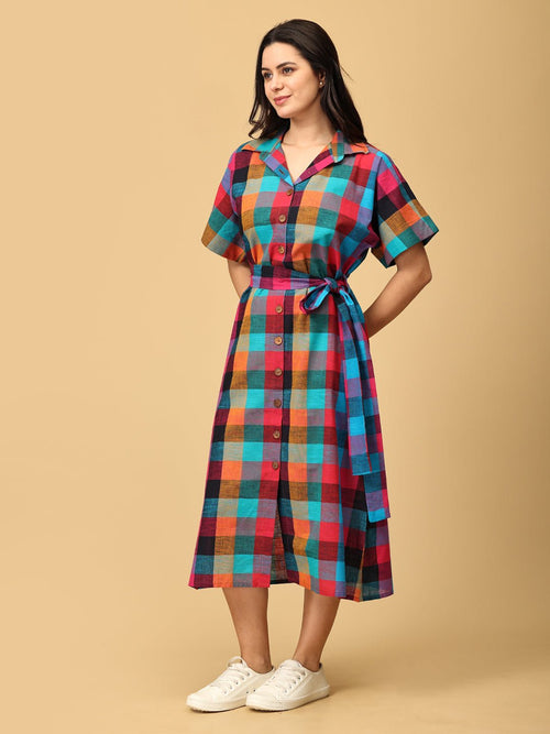 S Madras Medley Checkered Women's Dress - Women's Dress