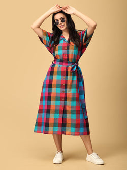 S Madras Medley Checkered Women's Dress - Women's Dress