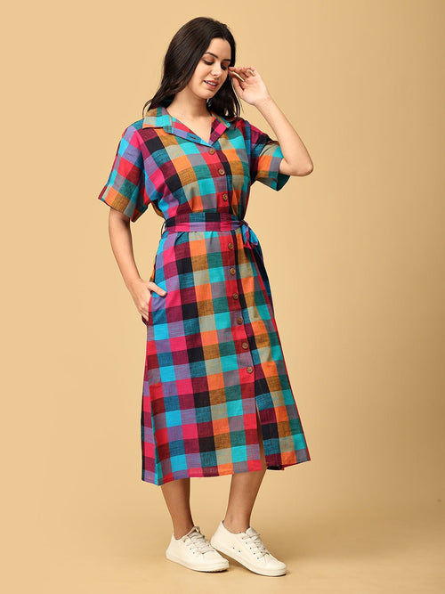 S Madras Medley Checkered Women's Dress - Women's Dress