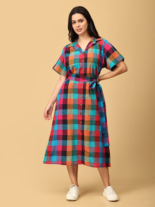 S Madras Medley Checkered Women's Dress - Women's Dress