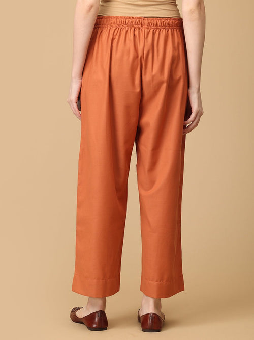 Rust Mehrani Roop Women's Cashmilon Kurta Set with Shawl - Womens Ethnic Set