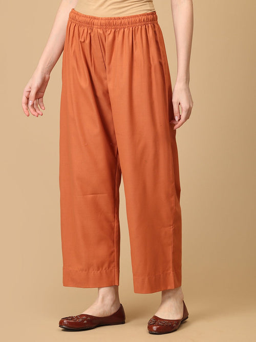 Rust Mehrani Roop Women's Cashmilon Kurta Set with Shawl - Womens Ethnic Set