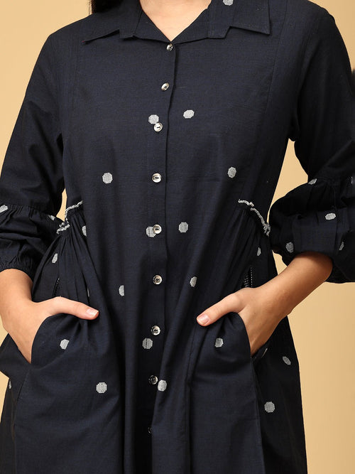 S Navy Neverland Women's Handloom Dress - Women's Dress