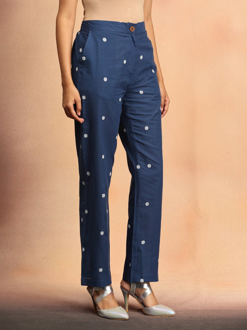 Dark Blue Nightfall Notes Women's Handloom Vest Pant Set - Women's Co-ord Set