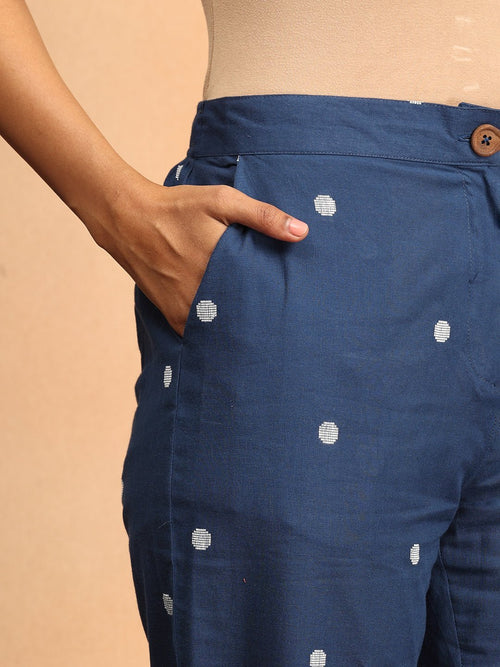 Dark Blue Nightfall Notes Women's Handloom Vest Pant Set - Women's Co-ord Set