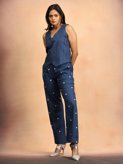 Nightfall Notes Women's Handloom Vest Pant Set - Women's Co-ord Set