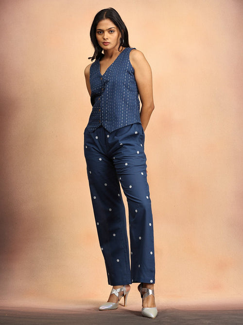 Nightfall Notes Women's Handloom Vest Pant Set - Women's Co-ord Set