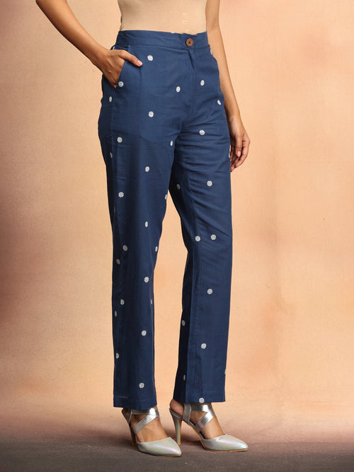 Dark Blue Nightfall Notes Women's Handloom Vest Pant Set - Women's Co-ord Set