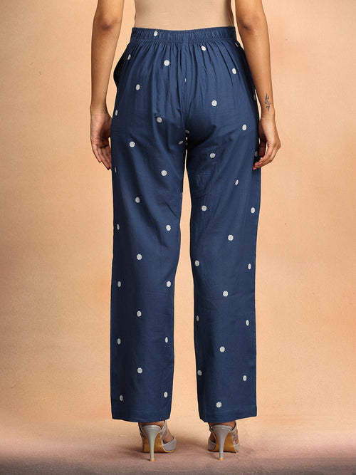 Dark Blue Nightfall Notes Women's Handloom Vest Pant Set - Women's Co-ord Set