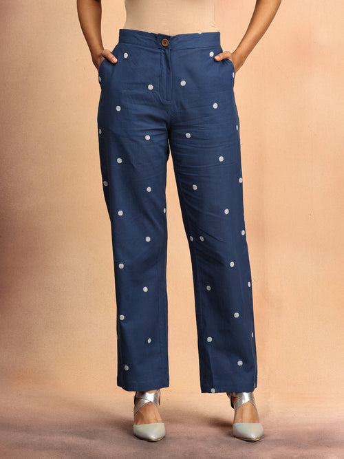 Dark Blue Nightfall Notes Women's Handloom Vest Pant Set - Women's Co-ord Set