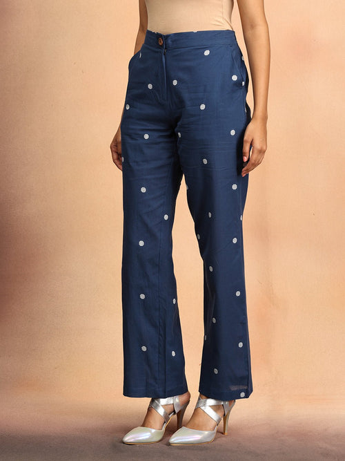 Dark Blue Nightfall Notes Women's Handloom Vest Pant Set - Women's Co-ord Set