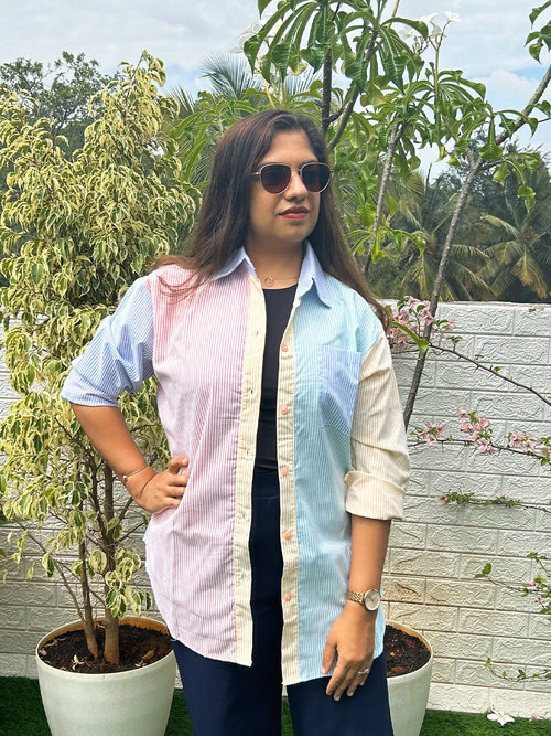 S On Vacation Color Block Women's Shirt - Women Oversized Tops