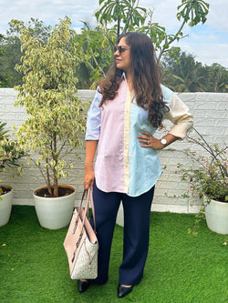 S On Vacation Color Block Women's Shirt - Women Oversized Tops