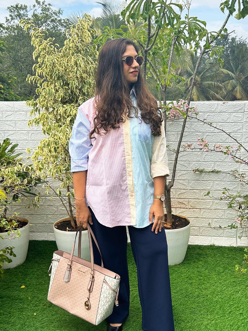 S On Vacation Color Block Women's Shirt - Women Oversized Tops