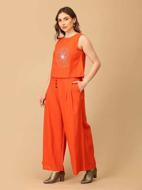 S Orange You Fab Embroidered Women's Co ord Set - Women's Co - ord Set