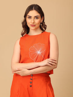 S Orange You Fab Embroidered Women's Co ord Set - Women's Co - ord Set