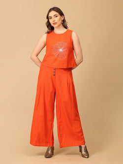 S Orange You Fab Embroidered Women's Co ord Set - Women's Co - ord Set