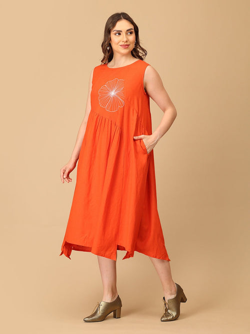 S Orange You Lovely Embroidered Women's Dress - Women's Dress